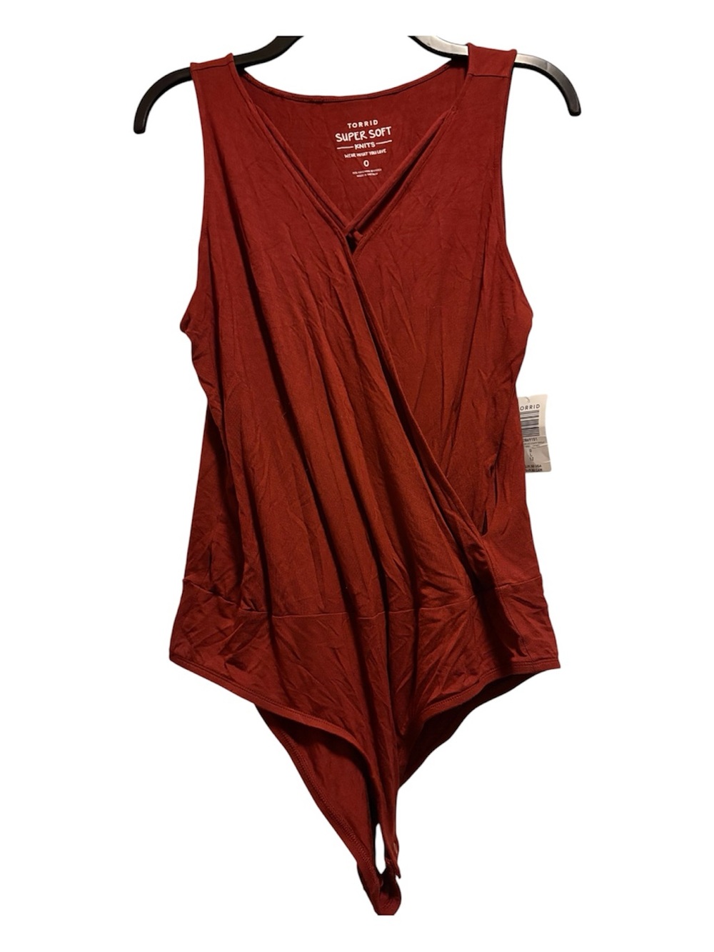 NWT: Torrid Brown Rust Sleeveless Surplice Bodysuit Size 0